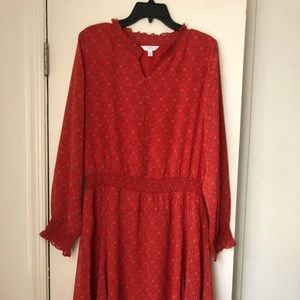 Red long sleeve fall dress. Never worn with tags.